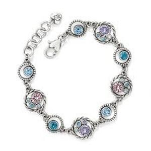 BRIGHTON Halo Bracelet Silver Tone Blue Crystals Reversible Wrsit Jewlery